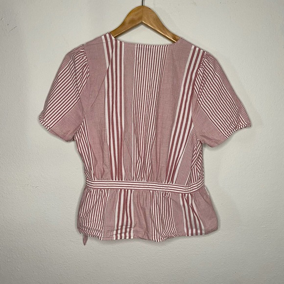 Madewell Ruffle-Hem Wrap Top in Stripe Mix Large - Picture 10 of 10